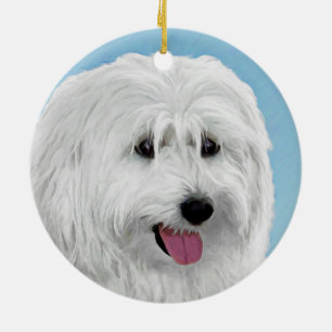 Polish Lowland Sheepdog Painting - Original Dog Ar Ceramic Tree Decoration