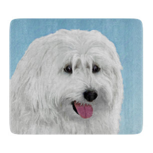 Polish Lowland Sheepdog Painting - Original Dog Ar Cutting Board