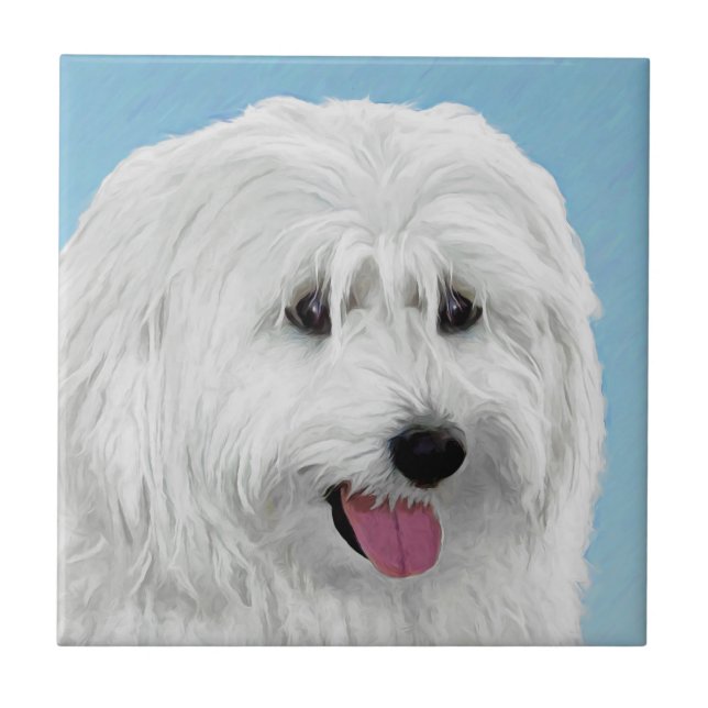 Polish Lowland Sheepdog Painting - Original Dog Ar Tile (Front)