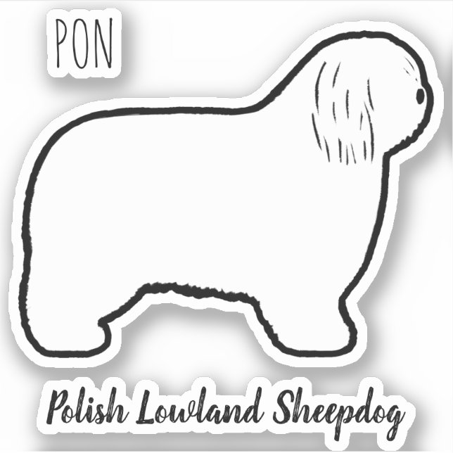 Polish Lowland Sheepdog PON Dog Silhouette Sticker (Front)