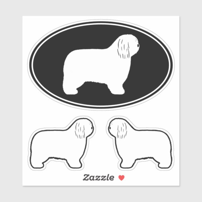 Polish Lowland Sheepdog PON Silhouettes Stickers (Sheet)