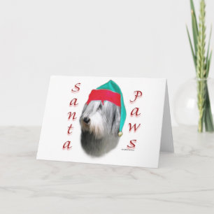 Polish Lowland Sheepdog Santa Paws Holiday Card