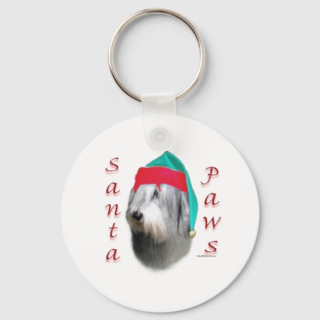Polish Lowland Sheepdog Santa Paws Key Ring (Front)