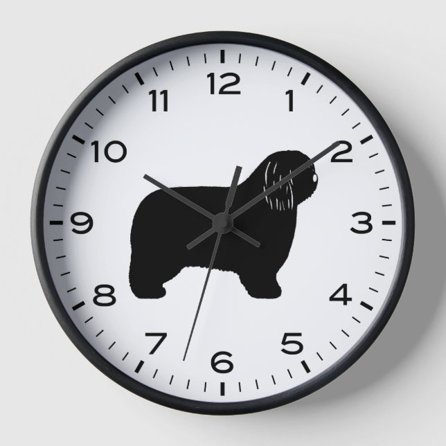 Polish Lowland Sheepdog Silhouette Clock (Front)