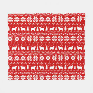 Polish Lowland Sheepdogs Christmas Dogs Pattern Fleece Blanket