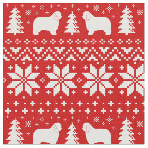 Polish Lowland Sheepdogs Christmas Holiday PON Fabric