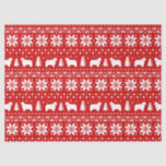 Polish Lowland Sheepdogs Christmas Pattern Red Tissue Paper<br><div class="desc">Festive Red and White Christmas Sweater Style Pattern with PON Silhouettes</div>