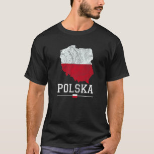 Polish Map And Flag Souvenir  Distressed Polska T-Shirt