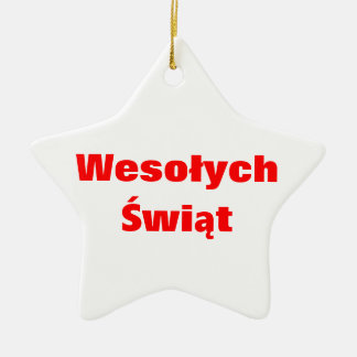 POLISH MERRY CHRISTMAS CERAMIC TREE DECORATION