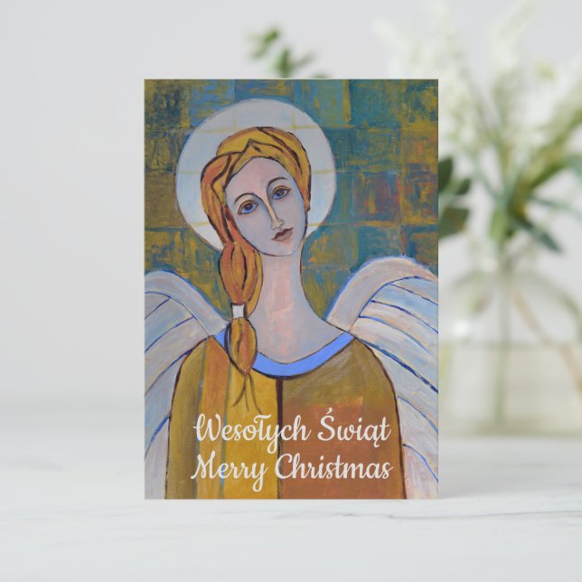 Polish Merry Christmas Wesołych Świąt Angel (Standing Front)