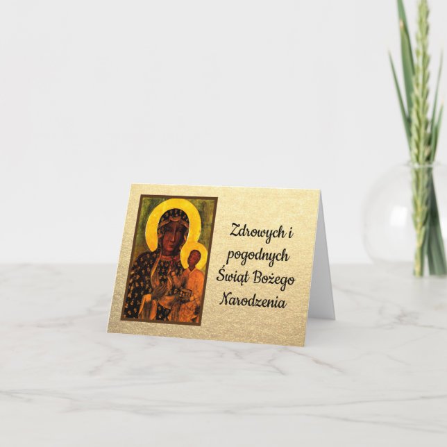 Polish Merry Christmas Wesołych Świąt Our Lady Card (Front)