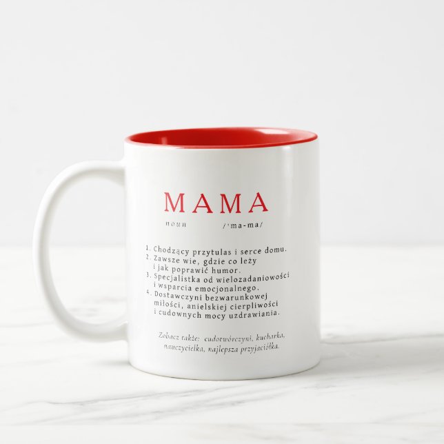 Polish Mom Gift - MAMA Definition Red Two-Tone Coffee Mug (Left)
