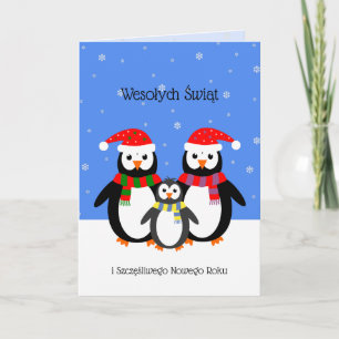 Polish penguins christmas holiday card