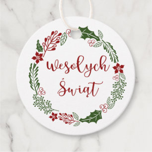 Polish Poland Merry Christmas, Custom Favour Tags