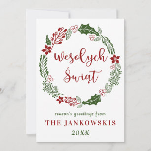 Polish Poland Merry Christmas, Custom Holiday Card