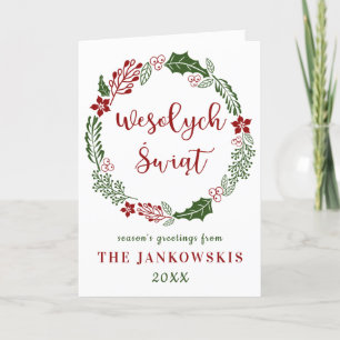 Polish Poland Merry Christmas, Custom Holiday Card