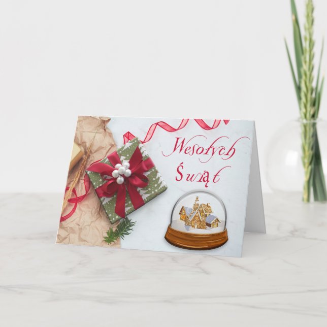 Polish/Polski - Merry Christmas/Wesołych Świąt Holiday Card (Front)