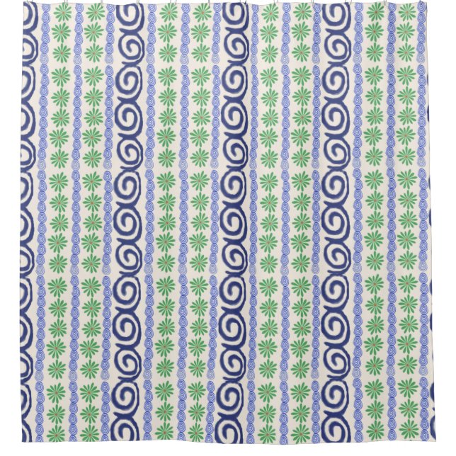 Polish Pottery Nautilus Design Shower Curtain (Front)