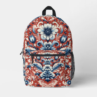 Polish Pottery - Red Bolesławiec ceramics Printed Backpack