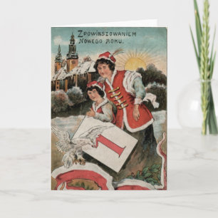 Polish retro New Years day card