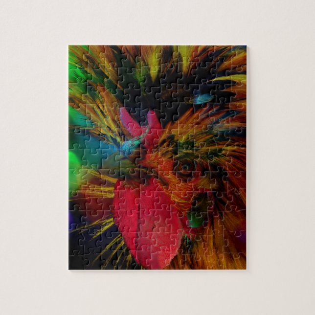 Polish Rooster and Heart Bokeh Jigsaw Puzzle (Vertical)