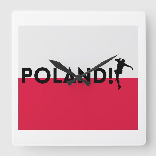 Polish soccer  square wall clock (Front)