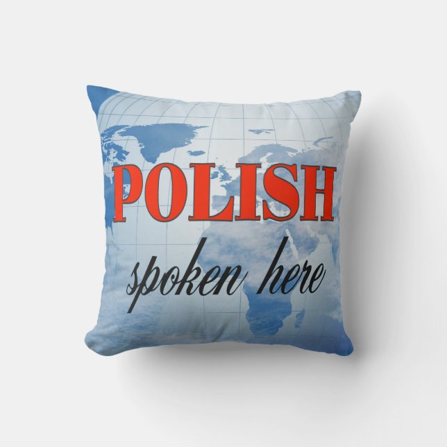 Polish spoken here cloudy earth cushion (Front)
