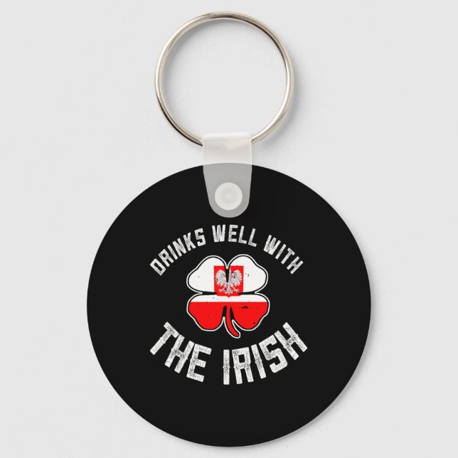 Polish St Patricks Day Drinks Well With Irish Pola Key Ring (Front)