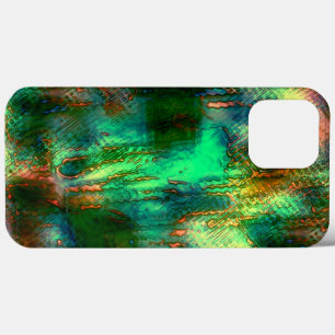Polish stains and texture mix, burnt green yellow iPhone 13 pro max case