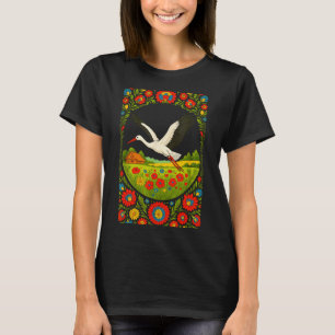 Polish Stork Folk Art Polska Countryside Design T-Shirt