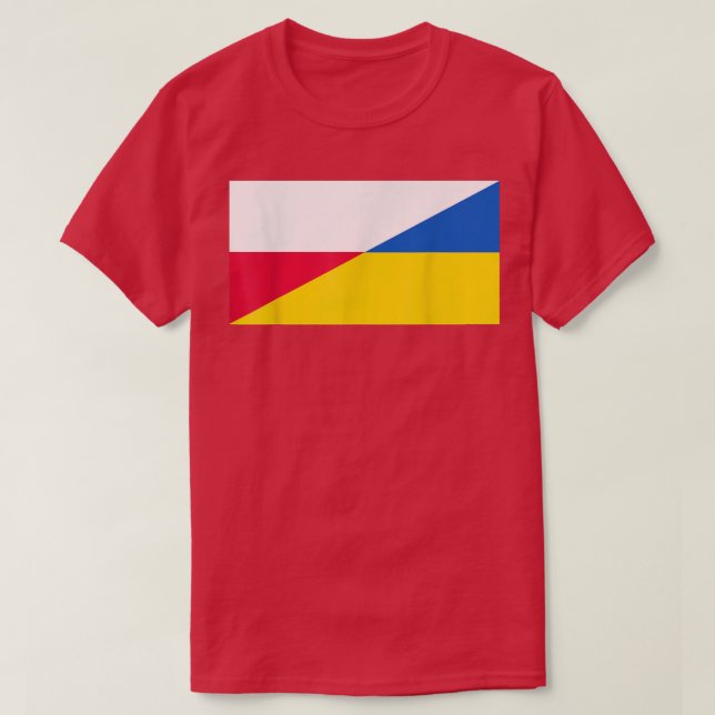 Polish Support for Ukraine Ukrainian Flag and Pola T-Shirt (Design Front)