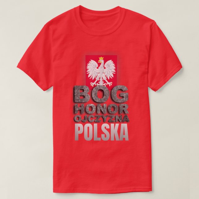 Polish TCoat Of Arms Polska GOD HONOR FATHERLAND  T-Shirt (Design Front)