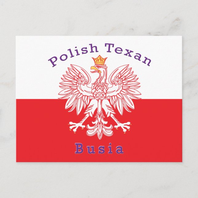 Polish Texan Eagle Busia Postcard (Front)