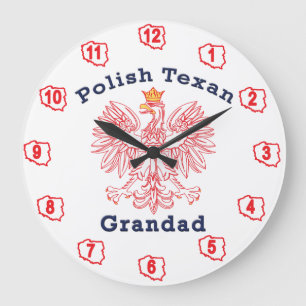 Polish Texan Eagle Grandad Large Clock