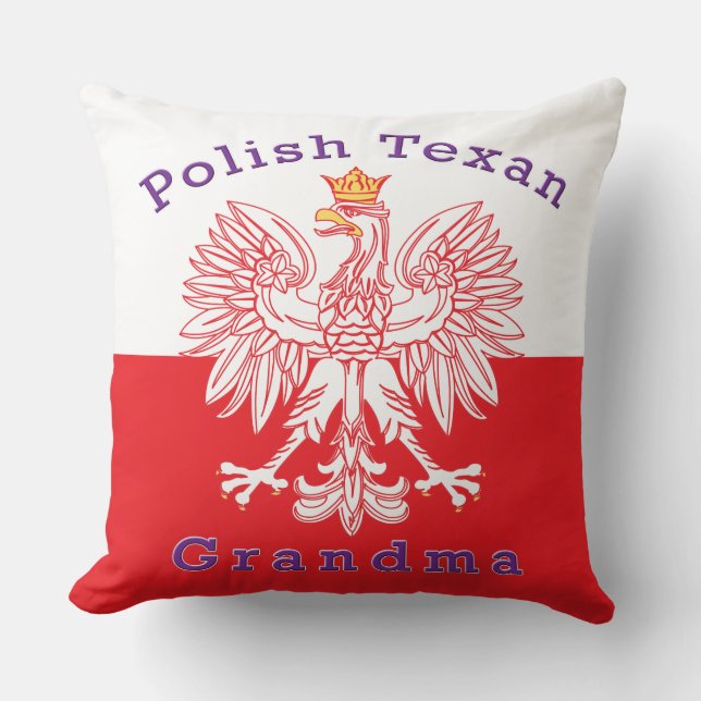Polish Texan Eagle Grandma Cushion (Front)