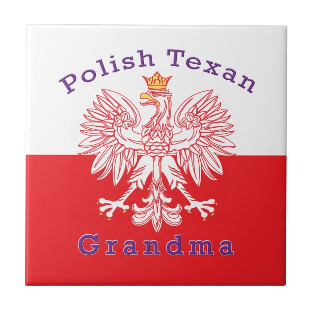Polish Texan Eagle Grandma Tile (Front)