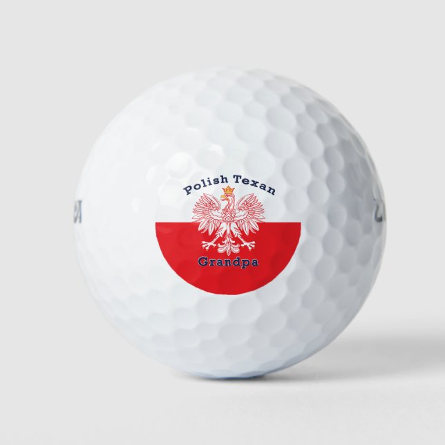 Polish Texan Eagle Grandpa Golf Balls (Front)