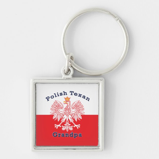 Polish Texan Eagle Grandpa Key Ring (Front)