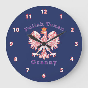 Polish Texan Eagle Granny Large Clock