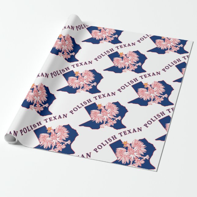 Polish Texan Eagle Map Wrapping Paper (Unrolled)