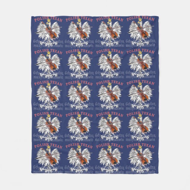 Polish Texan Eagle Music Speaks Fleece Blanket (Front)