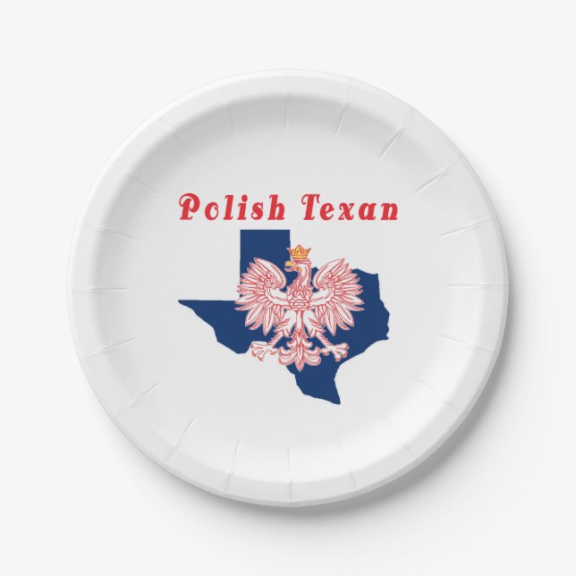 Polish Texan Eagle Paper Plate (Front)