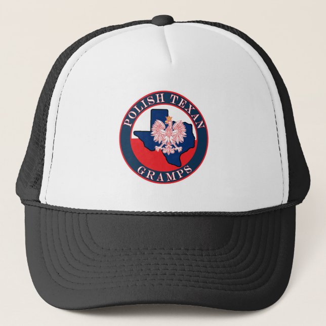 Polish Texan Gramps Round Trucker Hat (Front)