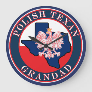 Polish Texan Grandad Round Large Clock