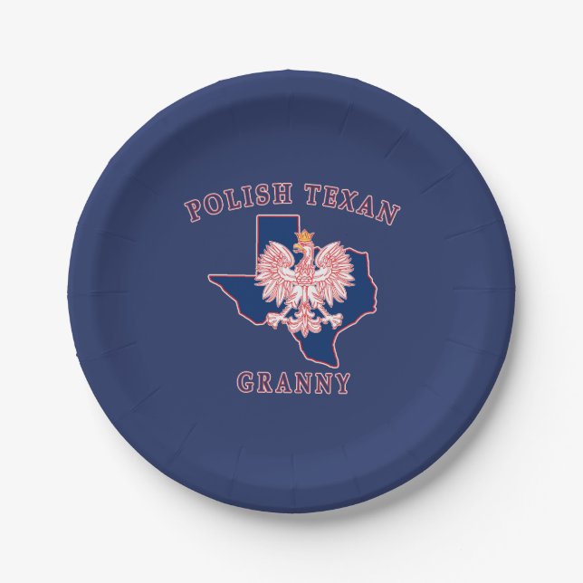 Polish Texan Granny Paper Plate (Front)