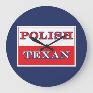 Polish Texan Poland Flag Large Clock