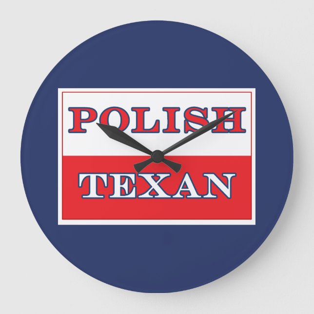 Polish Texan Poland Flag Large Clock (Front)
