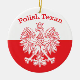 Polish Texan White Eagle Ceramic Tree Decoration