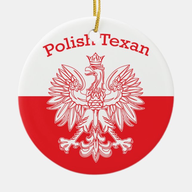 Polish Texan White Eagle Ceramic Tree Decoration (Front)