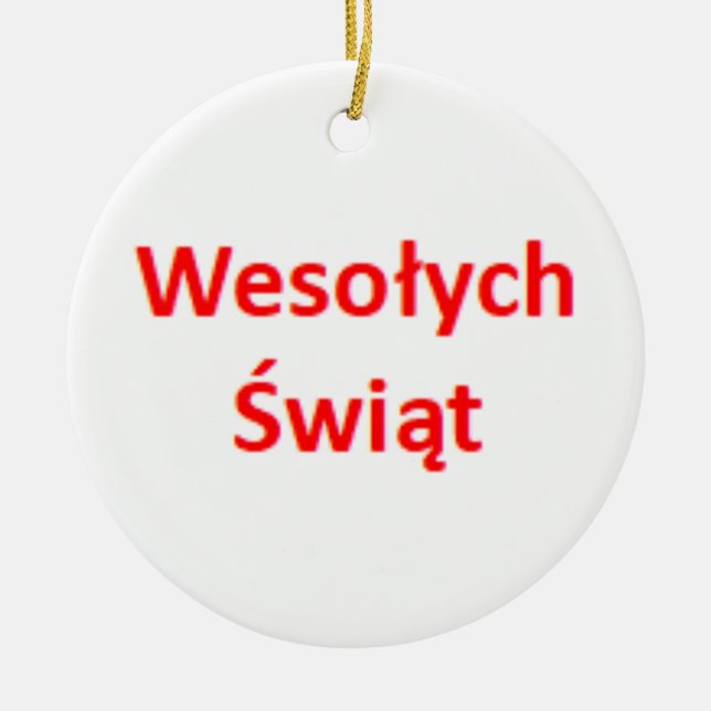 polish wesolych swiat ceramic tree decoration (Front)